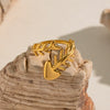 Wholesale Women's Fishboneshaped Open Ring Stainless Steel Real Gold Plated Animal Style Fashion Jewelry