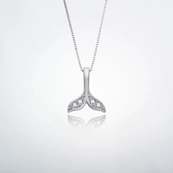 Wholesale Women's Fishtail Clavicle Chain Necklace With Dolphin Silver Pendant Sterling Silver 925