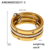 Wholesale Women's Fivering Color Matching Zircon Ring In Stainless Steel With Pvd Plated 18K Real Gold And Geometric Design