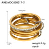 Wholesale Women's Fivering Color Matching Zircon Ring In Stainless Steel With Pvd Plated 18K Real Gold And Geometric Design