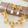 Wholesale Women's Floral And Geometric Alloy Jewelry Set Electroplated Accessories