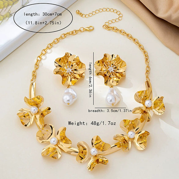 Wholesale Women's Floral And Geometric Alloy Jewelry Set Electroplated Accessories