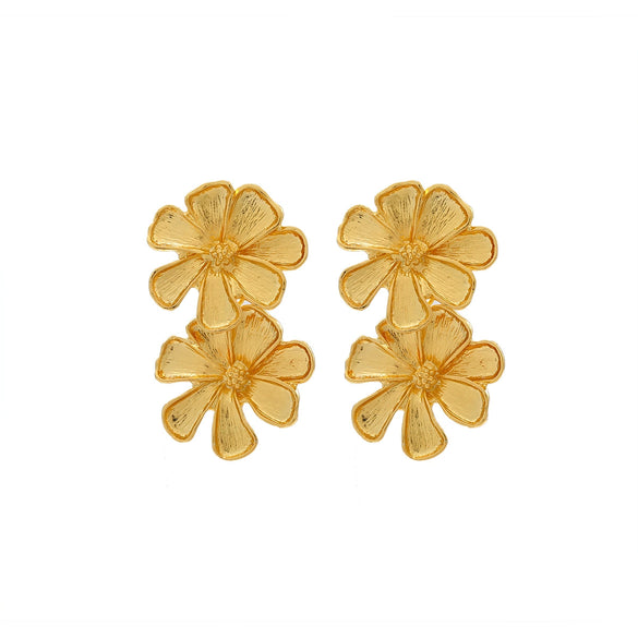 Wholesale Women's Floral Multilayer Earrings Zinc Alloy Retro Style Electroplated