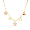 Wholesale Women's Floral Stainless Steel Electroplated Round Cross Pendant Necklace With Diamond Cherry Eye
