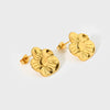 Wholesale Women's Floral Stainless Steel 18K Goldplated Earrings And Rings Jewelry Set
