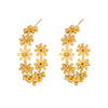 Wholesale Women's Flower Cshaped Stainless Steel Vacuum Real Gold Plated Earrings