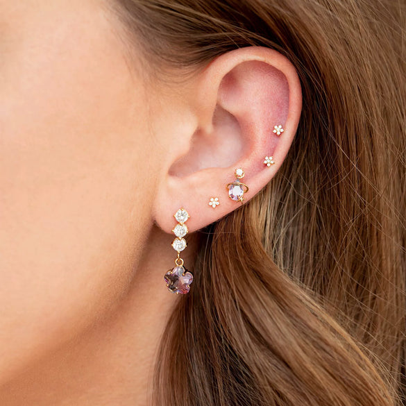 Wholesale Women's Flower Earrings Brass Star Pattern Microinlaid Zircon Diamond Design