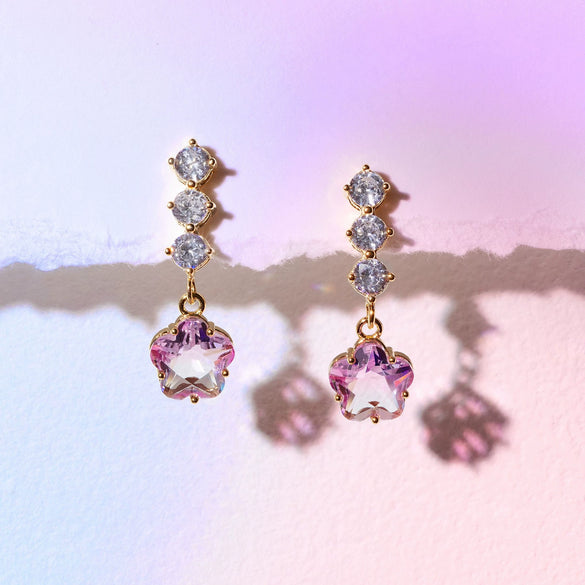Wholesale Women's Flower Earrings Brass Star Pattern Microinlaid Zircon Diamond Design