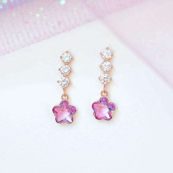 Wholesale Women's Flower Earrings Brass Star Pattern Microinlaid Zircon Diamond Design