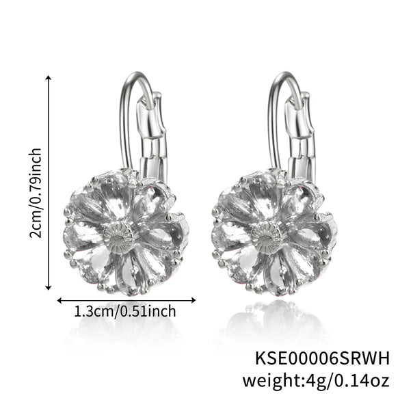 Wholesale Women's Flower Earrings Copper Glass Inlay Versatile Style