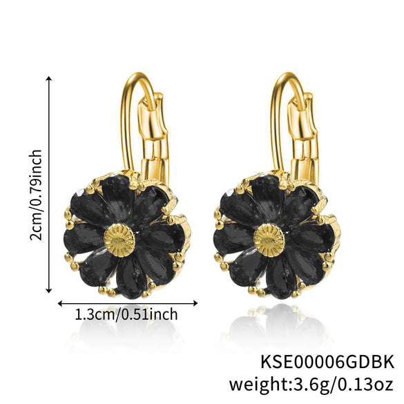 Wholesale Women's Flower Earrings Copper Glass Inlay Versatile Style