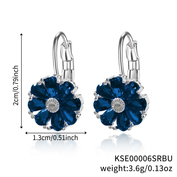Wholesale Women's Flower Earrings Copper Glass Inlay Versatile Style