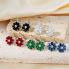 Wholesale Women's Flower Earrings Copper Glass Inlay Versatile Style