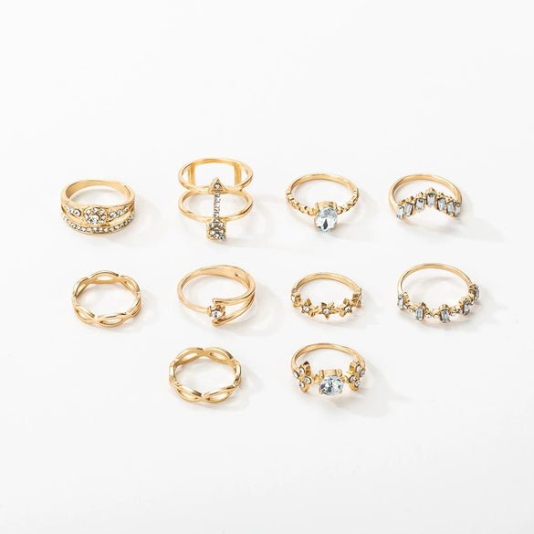 Wholesale Women's Flower Geometric Alloy Diamond Ring With Electroplating And Alloy Inlaid Artificial Gemstones