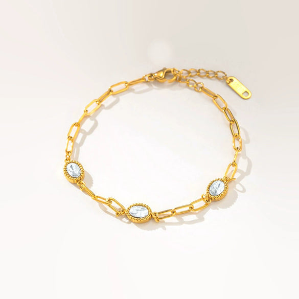Wholesale Women's Flower Pattern Stainless Steel Vacuum Plated Bracelet In Old Money Geometric Style