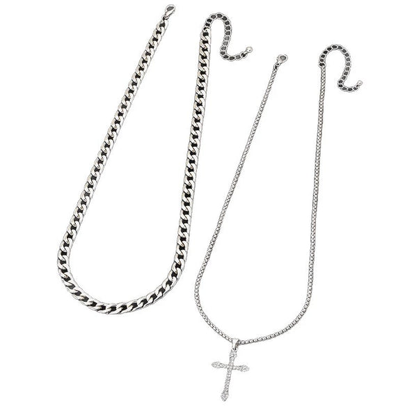 Wholesale Women's Flower Pattern Zinc Alloy Electroplated Cross Pendant Necklace