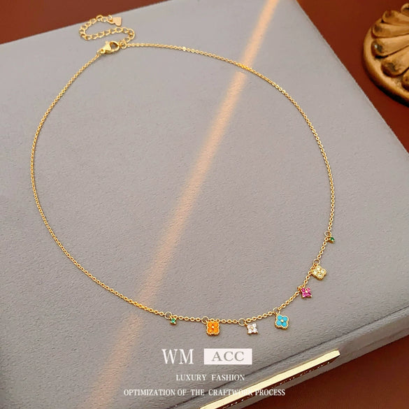 Wholesale Women's Flower Pendant Necklace Copper 925 Silver Zirconia Highend Retro Style