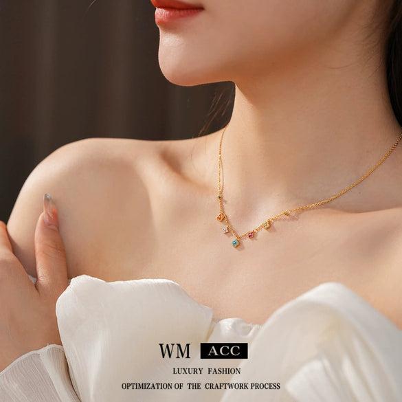Wholesale Women's Flower Pendant Necklace Copper 925 Silver Zirconia Highend Retro Style