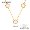 Wholesale Women's Flower Shape Jewelry Set Inlaid With White Sea Shell Acrylic Titanium Steel Ochain Electroplated
