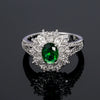 Wholesale Women's Flowershaped Copper Emerald Zircon Ring
