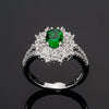 Wholesale Women's Flowershaped Copper Emerald Zircon Ring