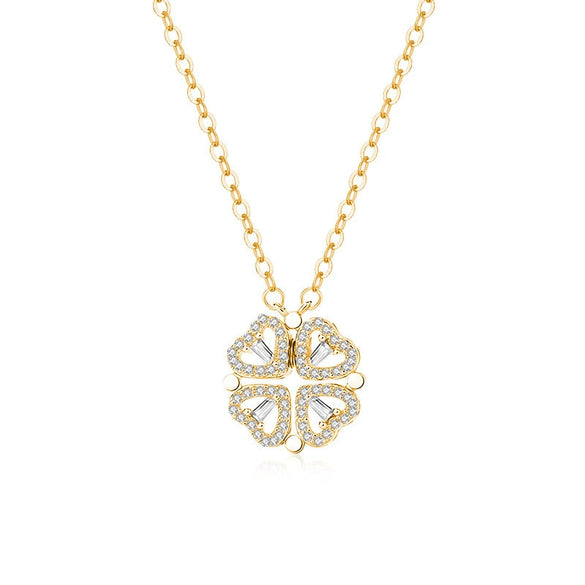 Wholesale Women's Foldable Flower Pendant Necklace With Zirconia Design Made Of 925 Sterling Silver And Cross Chain
