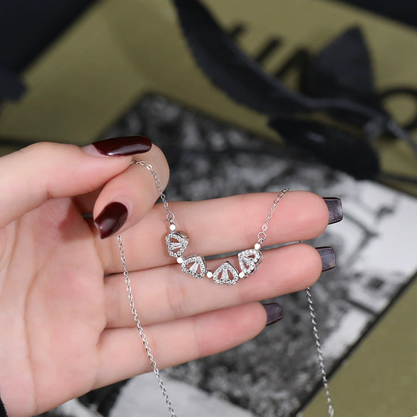 Wholesale Women's Foldable Flower Pendant Necklace With Zirconia Design Made Of 925 Sterling Silver And Cross Chain