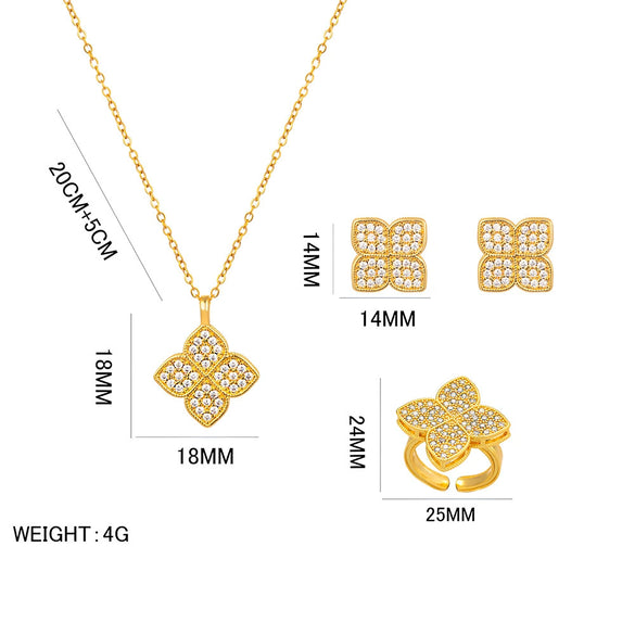 Wholesale Women's Fourleaf Clover Microinlaid Zircon Necklace Titanium Steel Snake Bone Chain Simple Elegant Light Luxury Niche Lucky Grass Allmatch Furnace Vacuum Plating