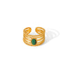 Wholesale Women's French Court Style Open Ring Titanium Steel Natural Malachite Hollow Geometric Electroplated