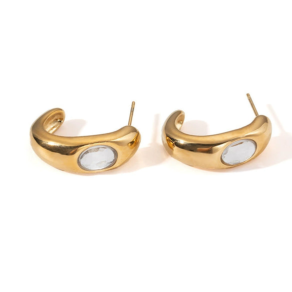 Wholesale Women's French Minimalist C Shaped Titanium Steel Earrings With 18K Gold Plating And Geometric Design Light Luxury Style