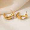 Wholesale Women's French Minimalist C Shaped Titanium Steel Earrings With 18K Gold Plating And Geometric Design Light Luxury Style