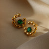 Wholesale Women's French Retro Elegant Fashion Exquisite Microinlaid Zircon Imitation Pearl Flower Stainless Steel Electroplated Bow Tie Earrings