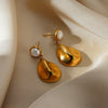Wholesale Women's French Retro Elegant Fashion Exquisite Microinlaid Zircon Imitation Pearl Flower Stainless Steel Electroplated Bow Tie Earrings