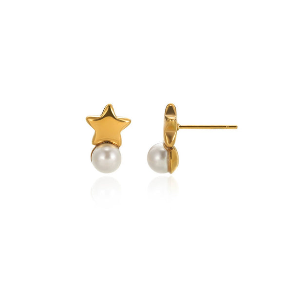 Wholesale Women's French Retro Elegant Fashion Exquisite Microinlaid Zircon Imitation Pearl Flower Stainless Steel Electroplated Bow Tie Earrings
