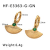 Wholesale Women's French Retro Fan Shaped Fishtail Earrings In Stainless Steel With 18K Gold Plated Geometric And Leaf Pattern