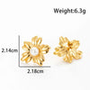 Wholesale Women's French Retro Flower Titanium Steel Earrings With Electroplating Design