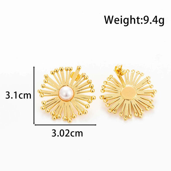 Wholesale Women's French Retro Flower Titanium Steel Earrings With Electroplating Design
