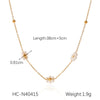Wholesale Women's French Retro Freshwater Pearl Beaded Stainless Steel Clavicle Chain With Geometric Pattern And Electroplating