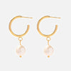 Wholesale Women's French Retro Freshwater Pearl Earrings Titanium Steel Nonfading 18K Gold Nonfading Geometric Style