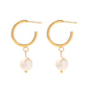 Wholesale Women's French Retro Freshwater Pearl Earrings Titanium Steel Nonfading 18K Gold Nonfading Geometric Style