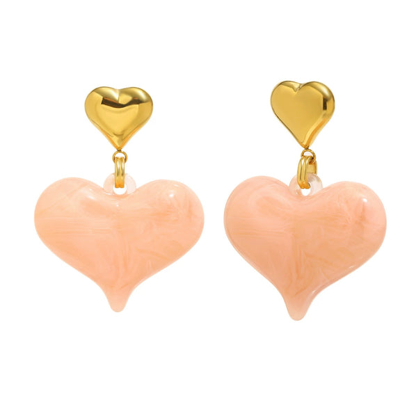 Wholesale Women's French Retro Geometric Heartshaped Stainless Steel Electroplated Earrings Jewelry