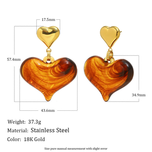 Wholesale Women's French Retro Geometric Heartshaped Stainless Steel Electroplated Earrings Jewelry