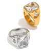 Wholesale Women's French Retro Geometric Stainless Steel Electroplated Ring Jewelry With Lines Pattern