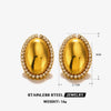 Wholesale Women's French Retro Geometric Stainless Steel Oval Full Diamond Earrings With Smooth Polished And Electroplating Treatment