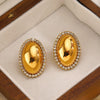 Wholesale Women's French Retro Geometric Stainless Steel Oval Full Diamond Earrings With Smooth Polished And Electroplating Treatment