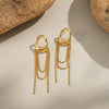 Wholesale Women's French Retro Geometric Tassel Earrings Stainless Steel Electroplated Light Luxury High End Non Fading Waterproof Accessories