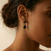Wholesale Women's French Retro Geometric Titanium Steel Electroplated Dangle Earrings With Tiger's Eye And Sky Blue Stone
