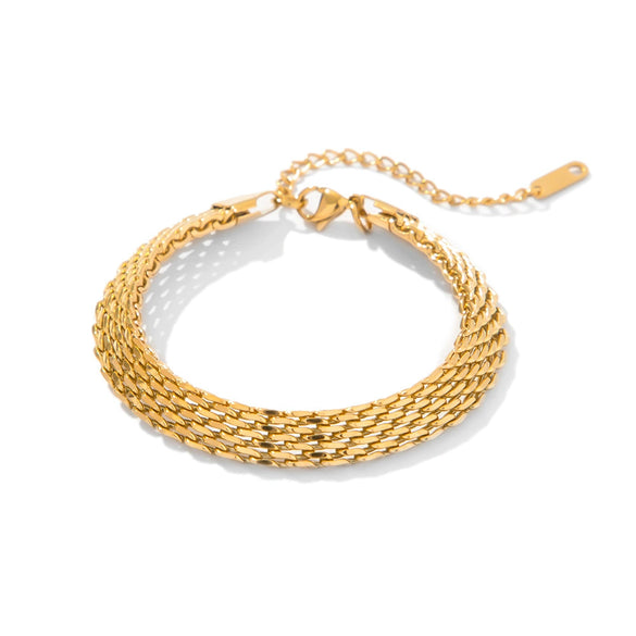 Wholesale Women's French Retro Geometric Titanium Steel Gold Plated Bracelet Jewelry