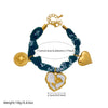 Wholesale Women's French Retro Heartshaped Printed Fabric Rope Chain Goldplated Stainless Steel Compass Pendant Bracelet