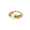 Wholesale Women's French Retro Highbrightness Bread Pearl Ring Titanium Steel Geometric Style Jewelry Set With Pearls